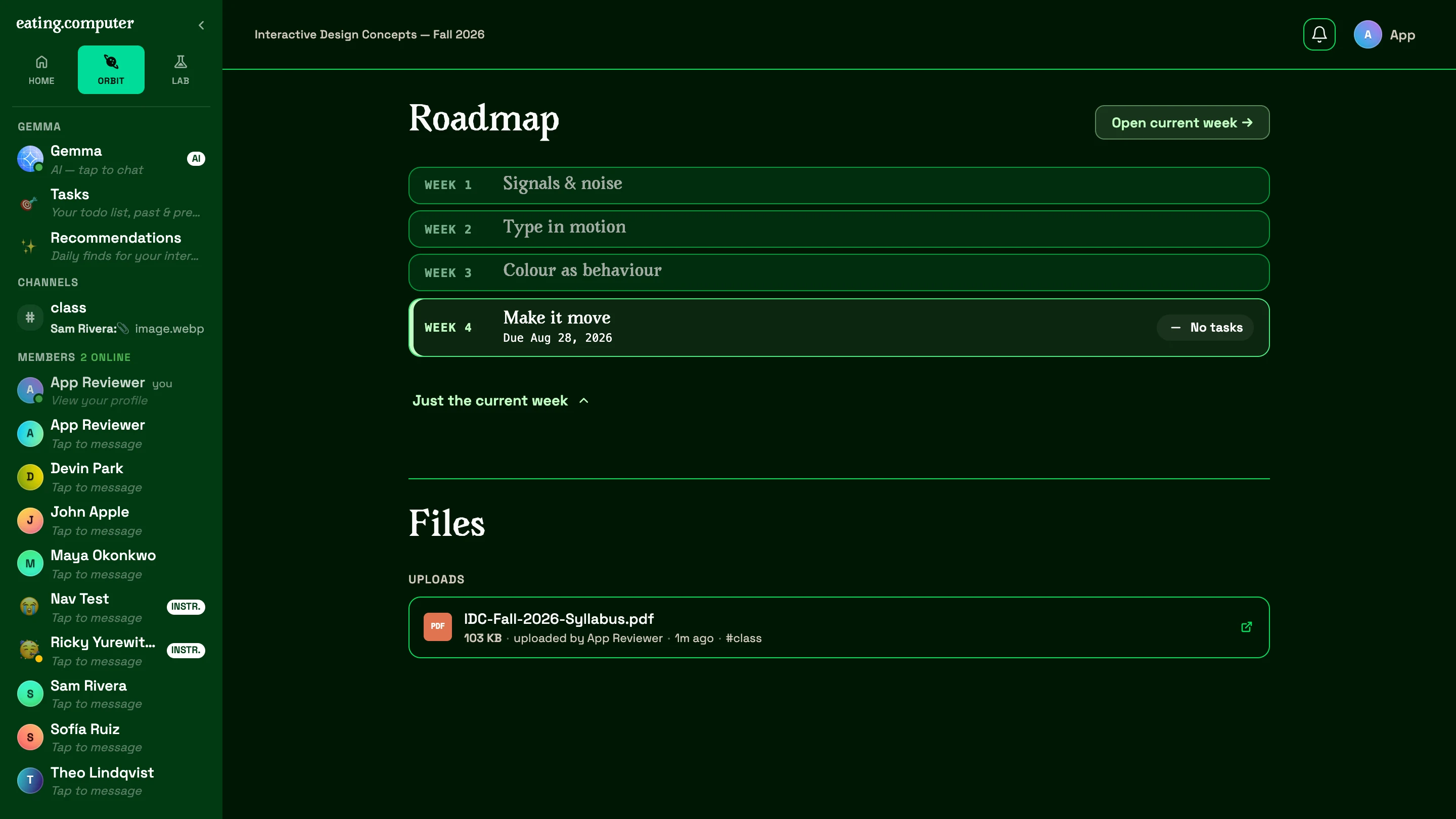 Orbit: the roadmap, and the class files, syllabus included