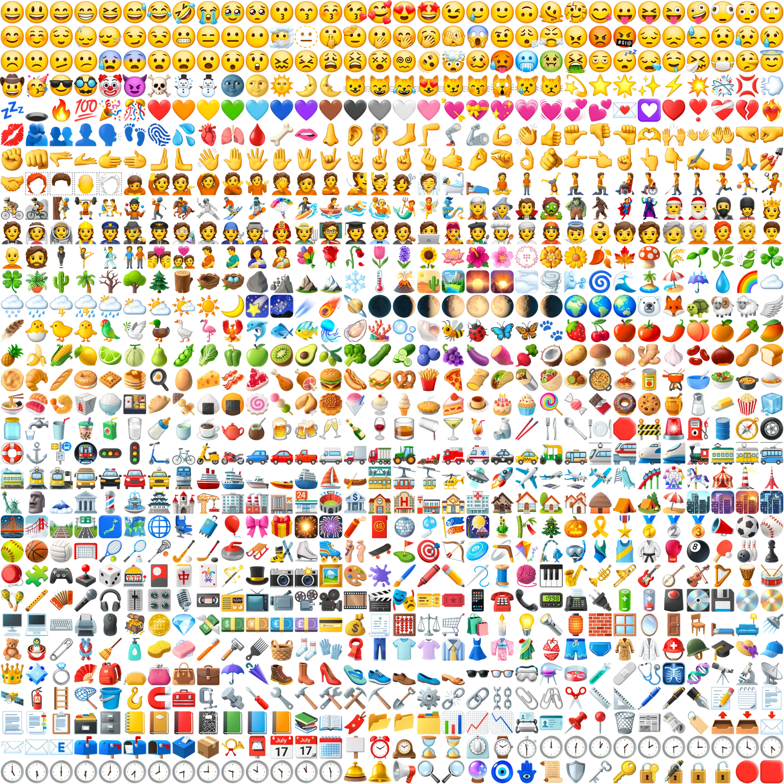 The first emoji spritesheet: a 32 by 32 grid of Noto 3D emoji