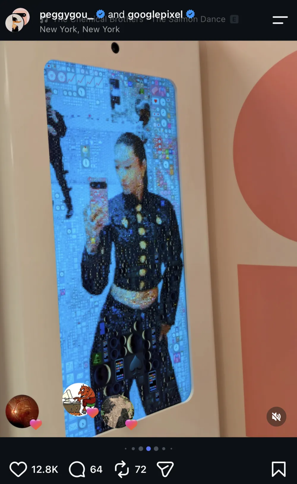 Peggy Gou photographing her own emoji reflection