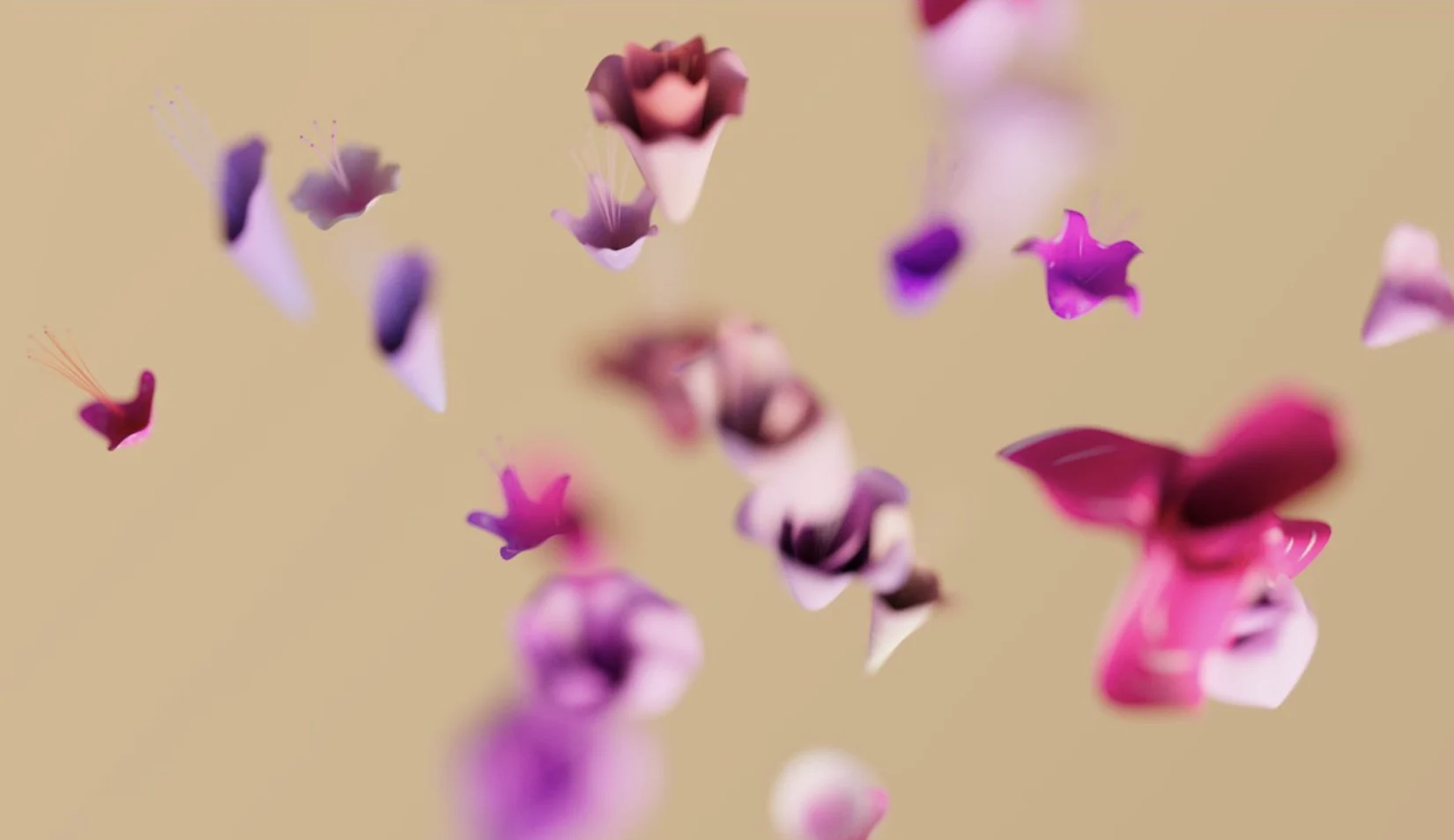 One hue, rotated: magenta flowers on a background the same wheel position chose