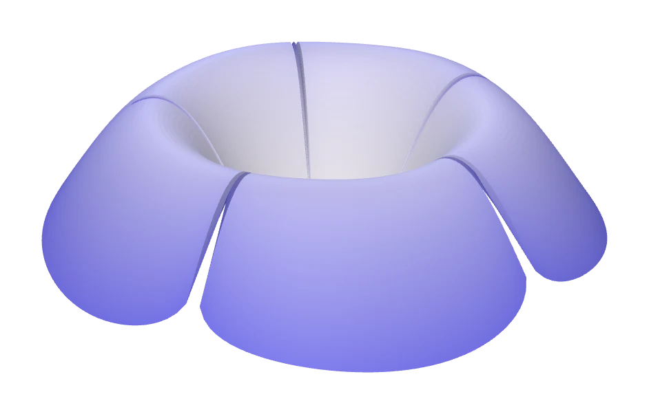 A morning glory from the flat branch; pSharp near zero fuses the five petals into one funnel