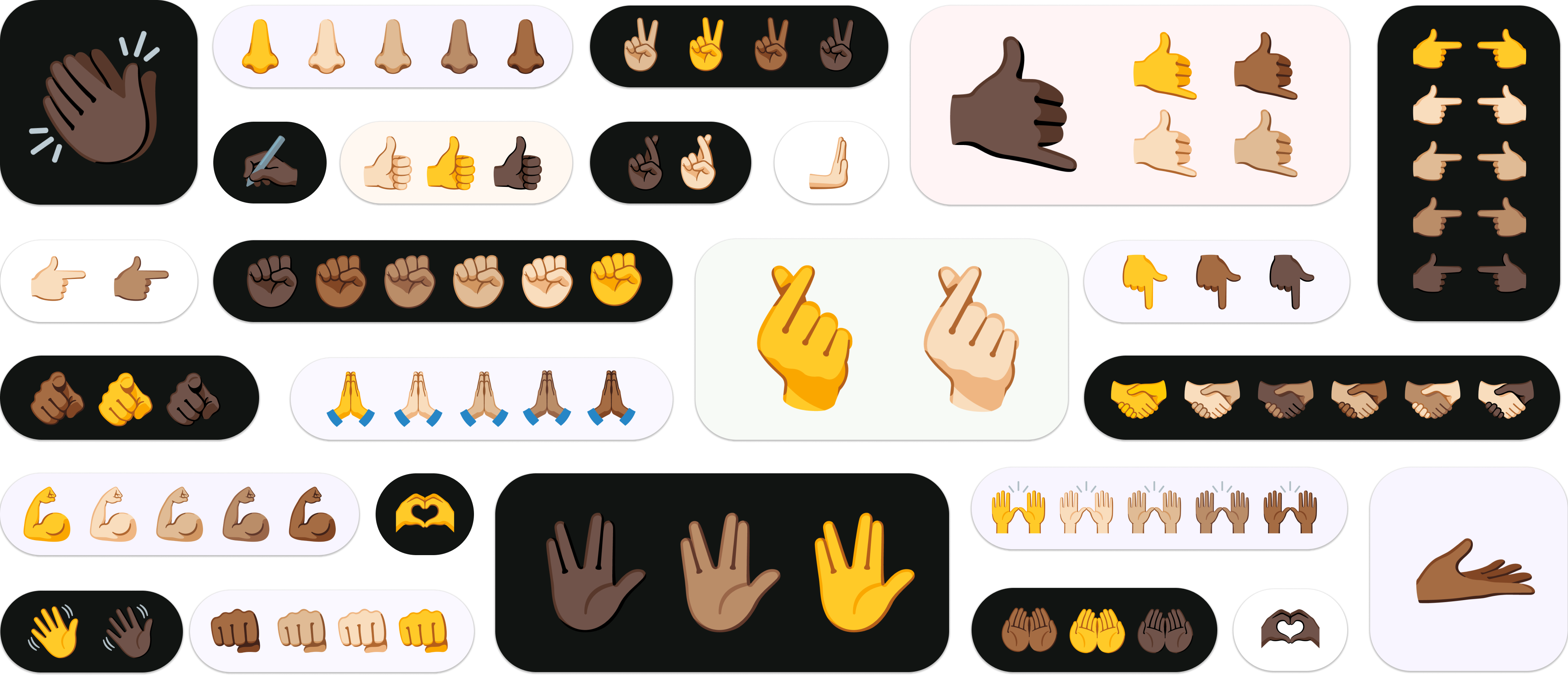 The redesigned tones shown on light and dark surfaces
